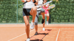 People training for tennis