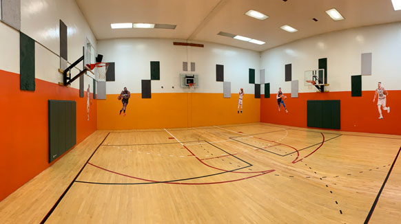 Half-court with three hoops at VS&F.